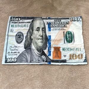 Novelty $100 Bill Money Print Standard Pillow Case Sham Bedding- NWOT